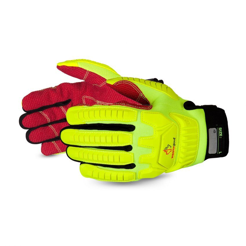 Superior Glove Clutch Gear® Anti-Impact Hi-Viz Yellow Back Mechanics Oilfield Glove with Cut-Resistant Palms Superior Glove Clutch Gear® Anti-Impact Hi-Viz Yellow Back Mechanics Oilfield Glove with Cut-Resistant Palms